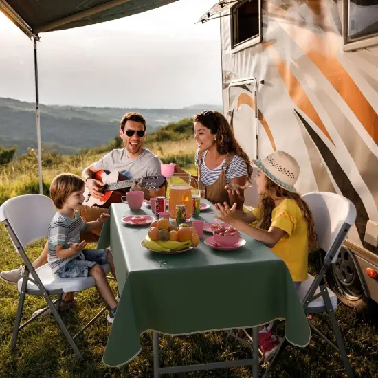 Exquisite Vinyl Tablecloth &ndash; 70" Round &ndash; Pack of 1 &ndash; Round Plastic Table Cover with Flannel Backing &ndash; Reusable & Waterproof Tablecloth for Parties and Events Dark Green {5}