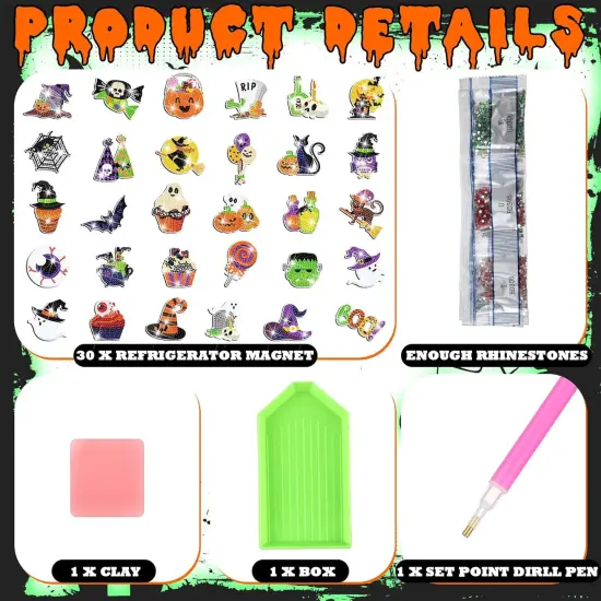 30 Pcs Luminous Halloween Diamond Painting {4}
