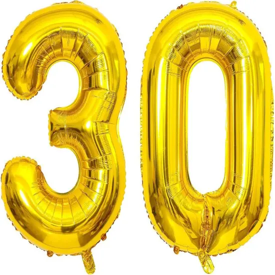 30th Birthday Decorations for Him Her 30 Balloon Numbers Gold Jumbo Number 30 Foil {4}