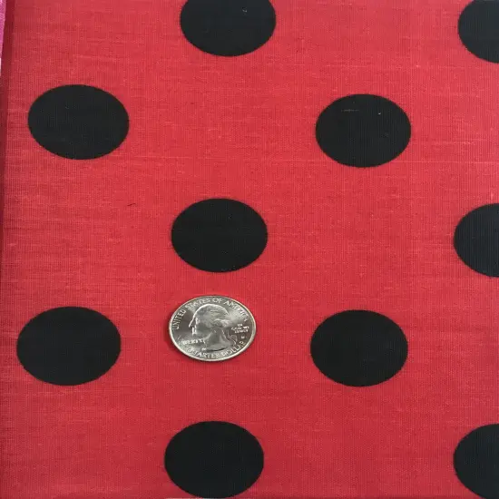 1 Yard Red Poly Cotton Fabric with Black Dots for Sewing Crafts Dresses 59/60&Prime; Width {1}