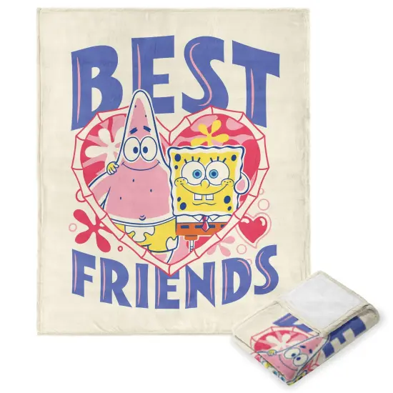 Nickelodeon Spongebob Squarepants Valentine's Day Silk Touch Throw Blanket Best Friends {1}