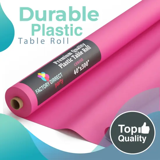 Exquisite Plastic Table Cover Roll &ndash; 40" x 300' Disposable Tablecloth Roll &ndash; Premium Thick 0.5 MIL Plastic Banquet Roll &ndash; Party Table Cover Roll for Events & Catering Hot Pink {6}