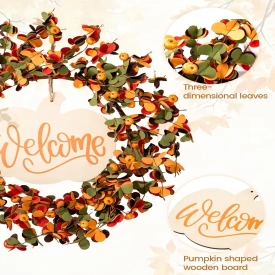 Autumn Artificial Wreath with Vibrant Leaves {2}