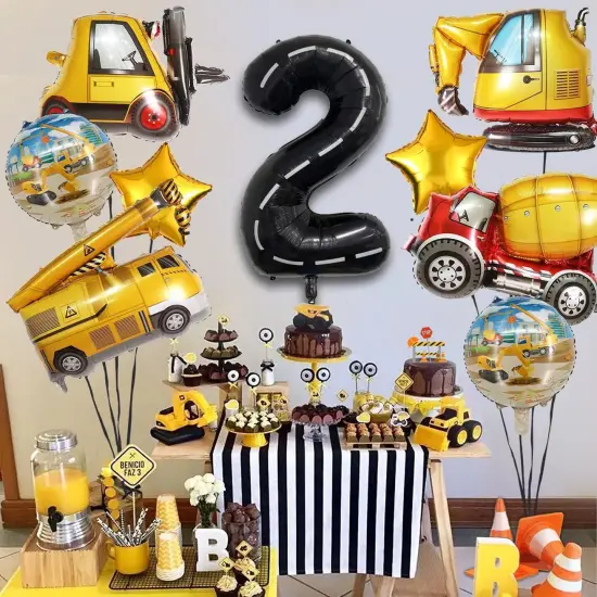 Construction Truck Balloons Party Supplies for Boys 2nd Birthday {5}