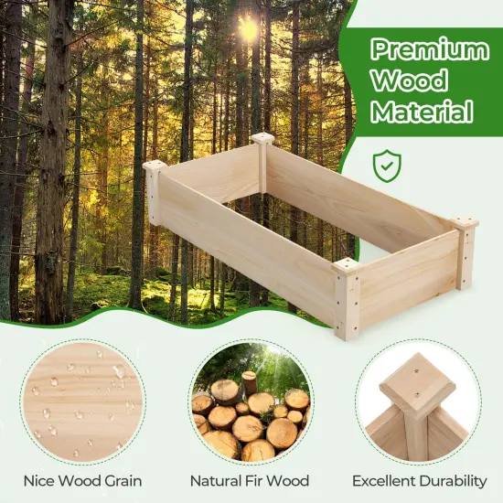 Costway Raised Garden Bed Fir Wood Wooden Square Wood Planter Box for Flower Outdoor {6}