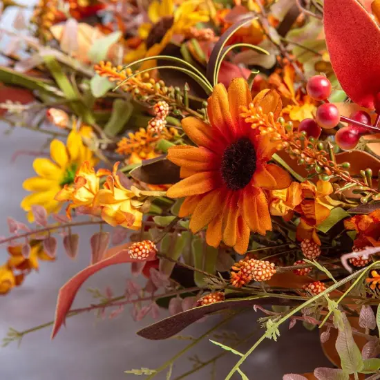 Artificial Fall Wreath Large Autumn Wreath {3}