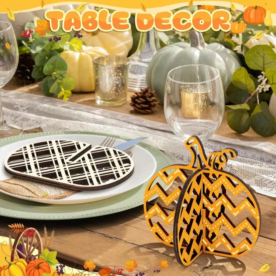 36 Pcs Fall Crafts Set 24 Pumpkin Wood Cutouts with 12 Colored {4}