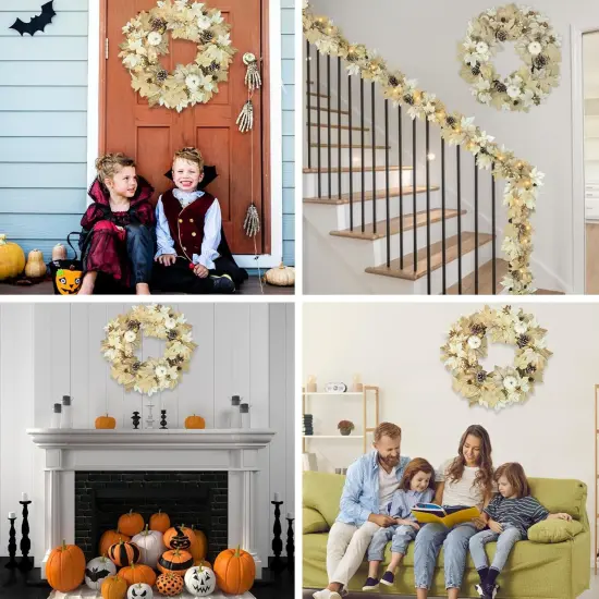 Fall Wreath with Lights 22 Inch {5}