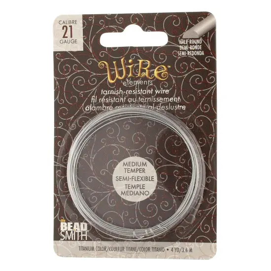 The Beadsmith Half-Round Craft Wire - Wire Elements - Medium Temper - 21 Gauge, 4 Yard Coil - Titanium Color - Beading Wire Used for Jewelry Making, Wire Wrapping, and Other DIY Arts & Crafts {6}