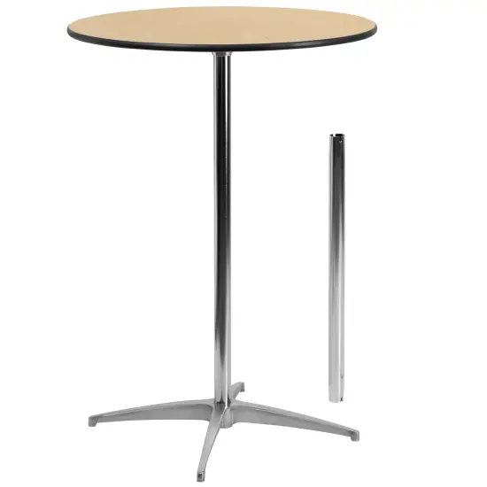 Emma and Oliver 30" Round Wood Cocktail Table with 30" and 42" Columns Natural {2}