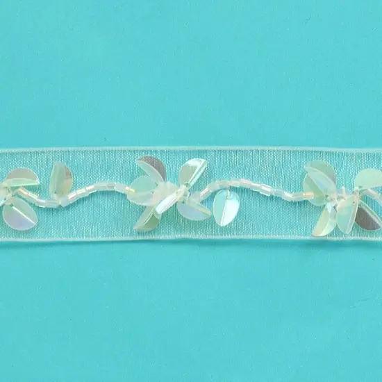 Sequin Florial Trim Blue 36"pack Crystal AB {1}