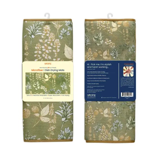 Kitchen Herbs Microfiber Dish Drying Mats, Set of 2 {6}