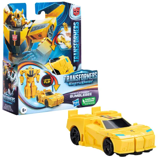 Transformers Toys EarthSpark 1-Step Flip Changer Bumblebee 4-Inch Action Figure, Robot Toys for Ages 6 and Up {3}