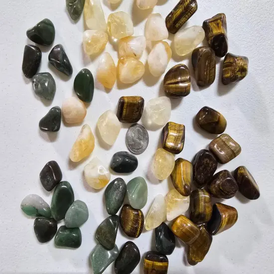 Crystals for Money Bowl Tumbled Set Tiger Eye Citrine Green Aventurine {4}