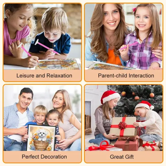 Diamond Painting Kits for Adults, Dog Round Full Drill Diamond Art Kits, 5D DIY Paint with Diamonds Crafts for Home Wall Decoration Gifts 12&times;12Inch Flower Basket {2}