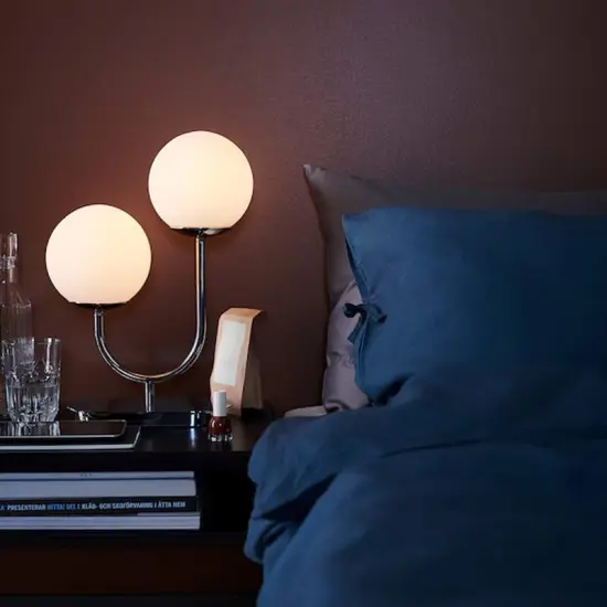 Chrome Plated Table Lamp with Opal Glass Shade 17" {1}