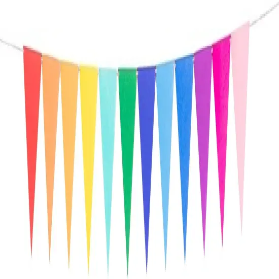 Pre-Assembled Rainbow Banner Buntings, Felt Fabric Pennant Banner Multicolor {4}