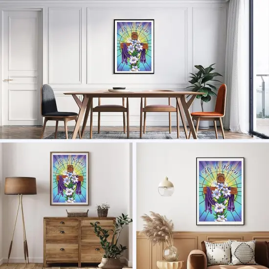 Cross Diamond Art Kit for Adults - Easter Cross with Flowers - DIY 5D Diamond Art - Crystal Craft - 30x40cm {4}