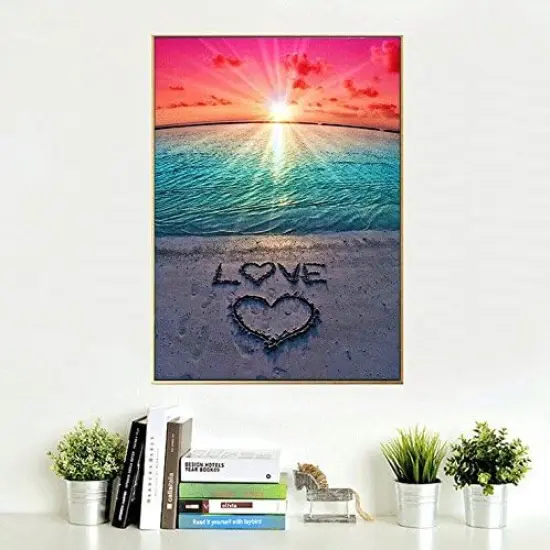 Diamond Painting Beach by Number Kits,Sunset Love Diamond Art Kit Paint for Adults Beginner Full Drill Diamond Paintings Crystal Rhinestone Picture Arts Craft for Home Wall Decor Gift {2}