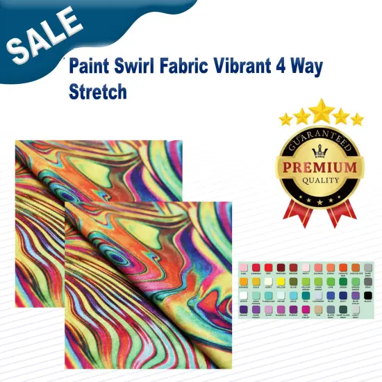 Paint Swirl Fabric Vibrant 4 Way Stretch Purple Multicolor {2}