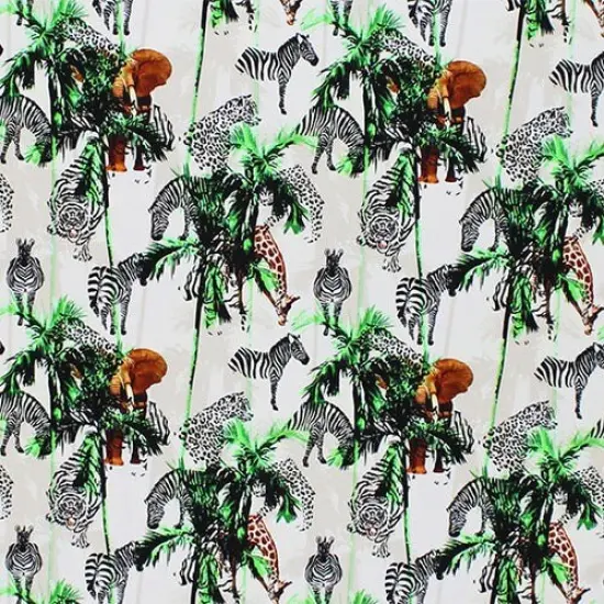 Zebra and Tiger Palm Tree Safari Printed Spandex Fabric {2}