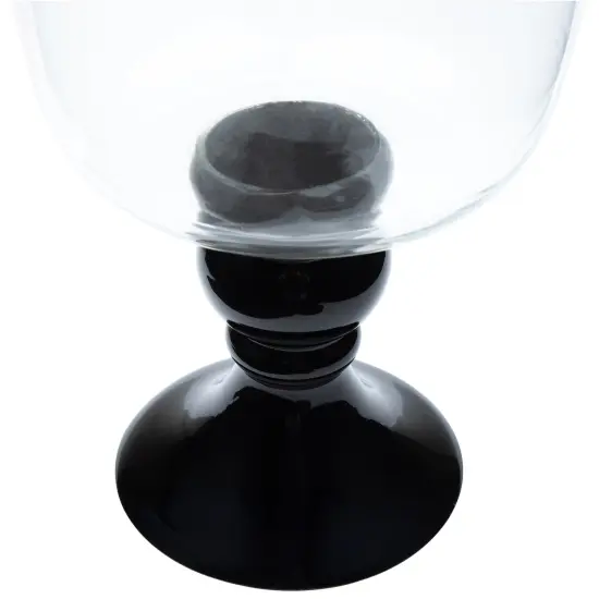 Northlight Glass Pedestal Hurricane Pillar Candle Holder - 17.75" - Black Clear {6}