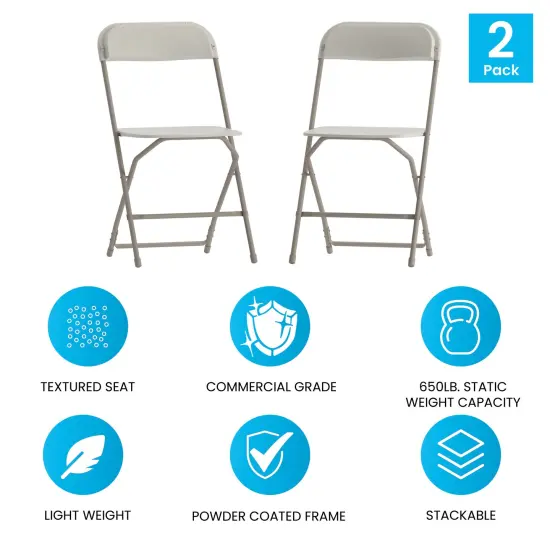 Emma and Oliver Set of 2 Stackable Folding Plastic Chairs - 650 LB Weight Capacity Red {10}