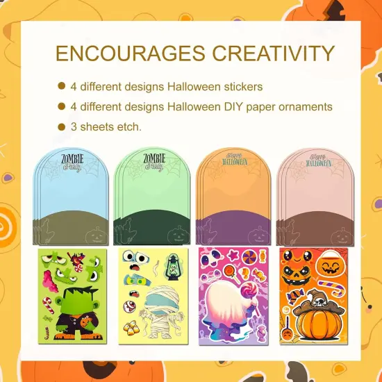 DIY Halloween Stickers Make A Face Scenes Craft Ornament {3}