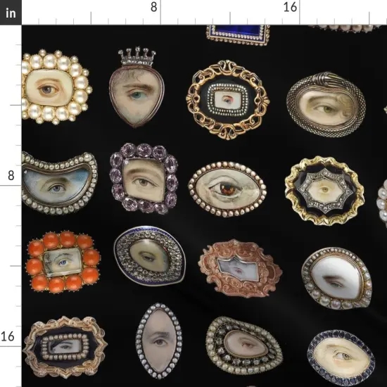 Various Fabrics by the Yard or Fat Quarter Victorian Gothic Elegant Georgian Lovers Eyes Black Ivory Cream Spooky Halloween Custom Printed Fabric by Spoonflower {2}