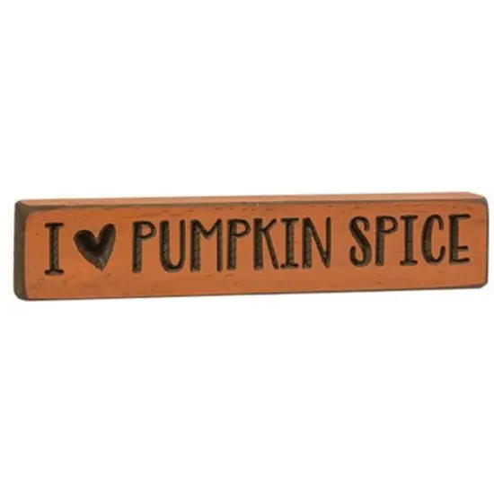 I Heart Pumpkin Spice Fall Wood Block Sign for Shelf or Table Decor {1}
