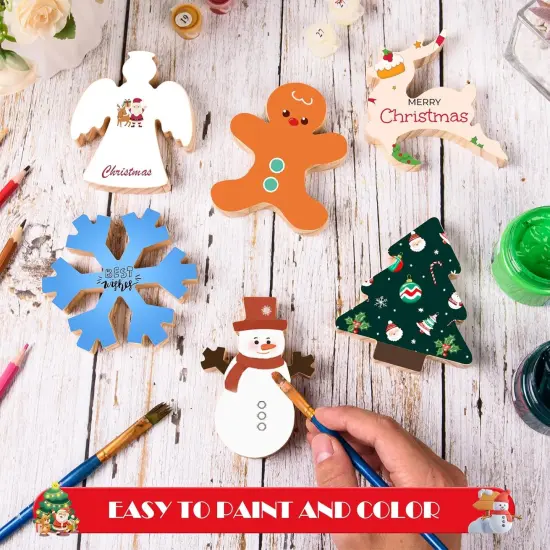 12 Pcs Unfinished Christmas Wooden Cutouts {4}