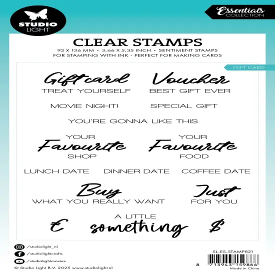 Studio Light Essentials Clear Stamps-Gift Card {3}