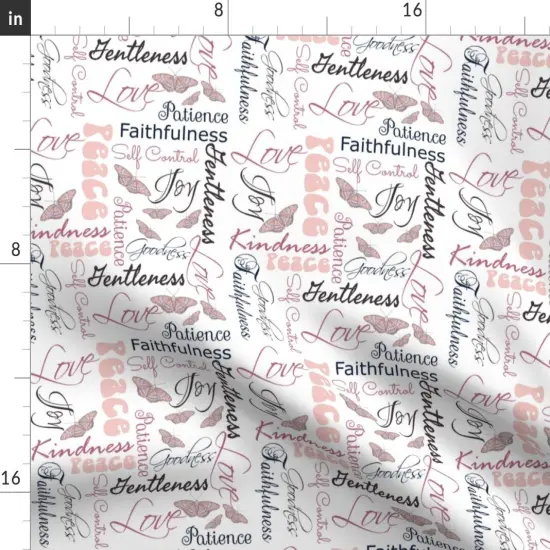 Various Fabrics by the Yard or Fat Quarter Fruit Butterflies Pink White Christian Love Peace Butterfly Scripture Custom Printed Fabric by Spoonflower {2}