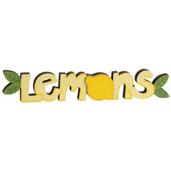 Wooden Word Cutout Sitter for Home Decor Shelf Spring Accent Piece Lemons {1}