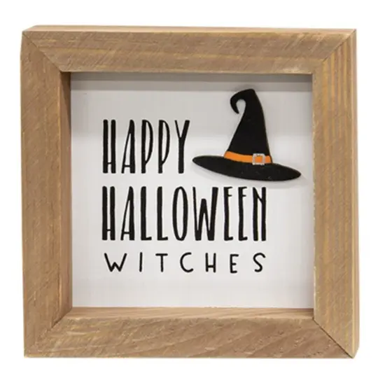 Happy Halloween Witches Wood Sign with Witch Hat for Shelf or Wall {1}