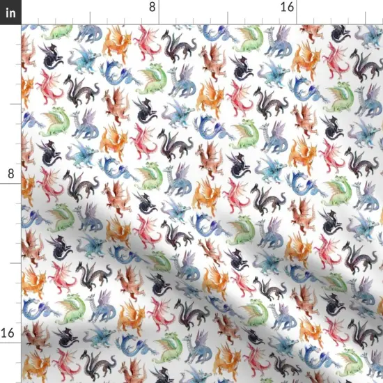 Various Fabrics by the Yard or Fat Quarter Dragons Mythical Creatures Fantasy Cat Watercolor Paint Whimsical Custom Printed Fabric by Spoonflower {2}