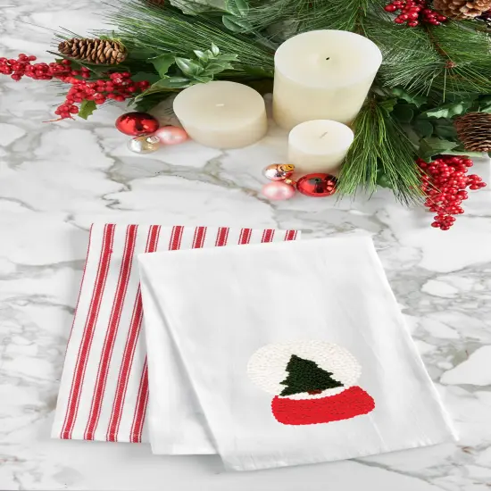 Snow Globe Tree French Knot Flour Sack Kitchen Towel {3}