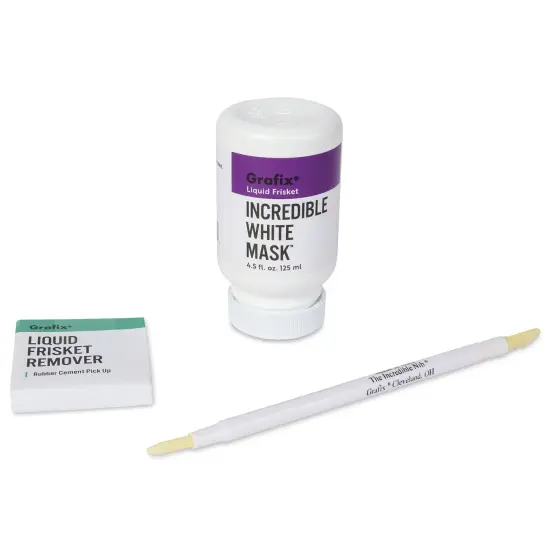 Grafix Incredible White Mask Frisket Kit - Liquid Frisket and The Incredible Nib Kit, Small {1}