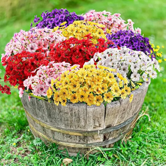 22 Bundles Artificial Flowers Outdoor, Faux Flowers UV Resistant with Plastic Plants, Faux Silk Flowers for Outdoors Outside Front Porch Hanging Planter Window Box Garden Decoration(Blue) {2}