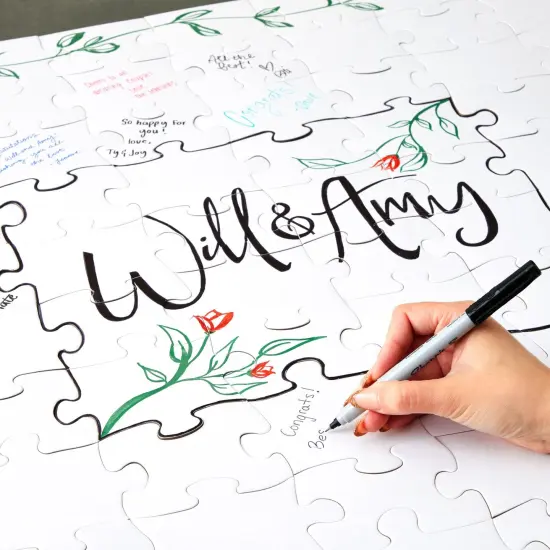 100 Pieces Blank Puzzles to Draw On, 27x36 inches Large Make Your Own Jigsaw Puzzle for DIY Wedding Guest Book, Kids Crafts White {3}