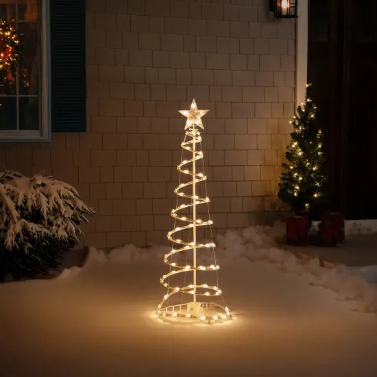 Northlight Lighted Spiral Outdoor Christmas tree with Star - 4' - Clear White {4}