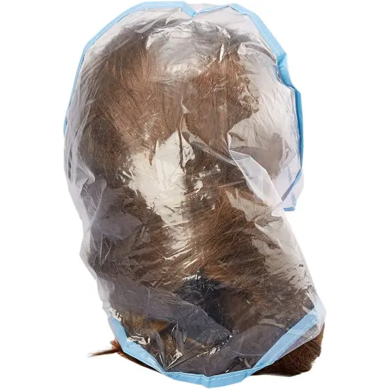 Juvale 12-Pack Clear Waterproof Rain Bonnet Hat with Visor, Transparent with Blue Trim {6}