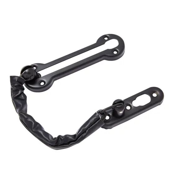 3-Pack Stainless Steel Chain Door Lock with Faux Leather Chain Sleeve, 7.2-Inch Slide-Type Safety Chain Locks for Inside Door, Single-Hung and Double-Hung Windows (Black) {5}