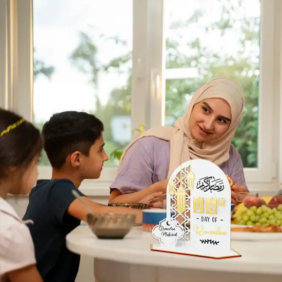 Ramadan Advent Countdown Calendar Acrylic: Ramadan Decorations for Home Eid Mubarak Table Decor, 30 Days Countdown Calendar 2025 Ramadan Gifts for Family (White ＆Gold) {4}