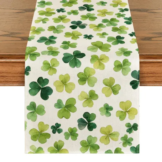 Artoid Mode Shamrock St. Patrick's Day Table Runner, Seasonal Spring Lucky Kitchen Dining Table Decoration for Home Party Decor 13 x 72 Inch {1}