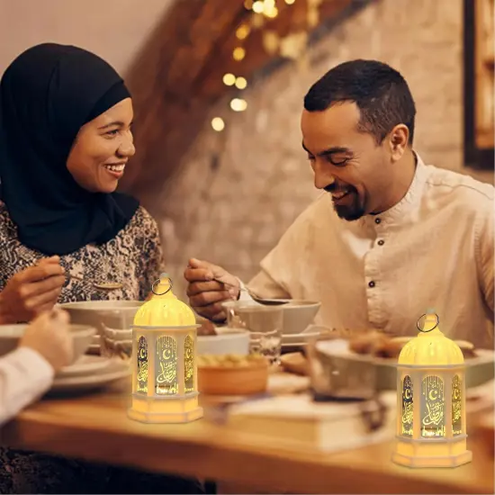 Ramadan Lantern Lights 2 Pack, Ramadan Decorations, Eid Decorations for Home, Mini Ramadan Lights, Eid Mubarak Decorations, Ramadan Eid Gifts, Ramadan Decorations for Home Party Table Windows {6}