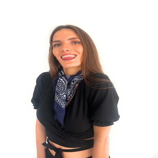 Pack of 8 Paisley MultiFunctional Scarves 100% Cotton for Women Retro Ascot {4}