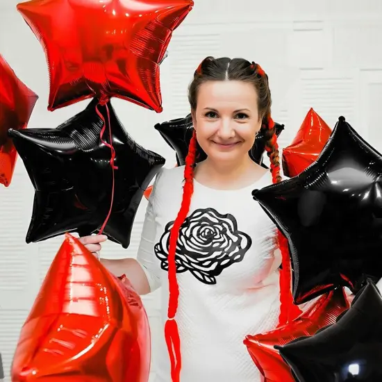 18 Inch Star Shaped Foil Helium Balloons(Black and Red) {3}