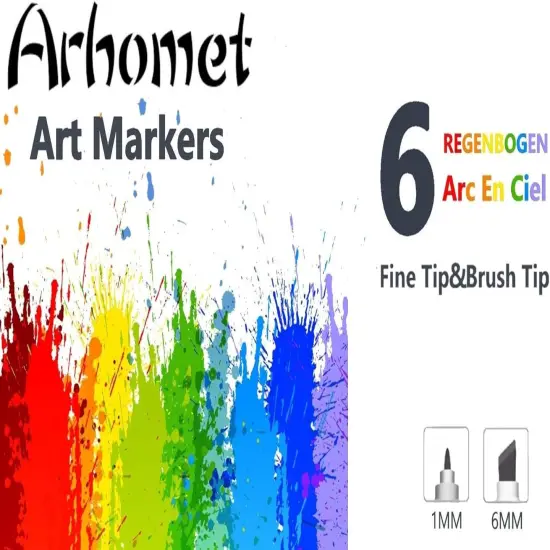 6pcs Multicolor Alcohol Markers Under {4}