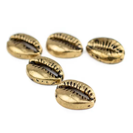 The Bead Chest Brass Cowrie Shells (Set of 5): Metal Beads for DIY Crafts & Jewelry-Making Inspired by African Sea Shells {3}
